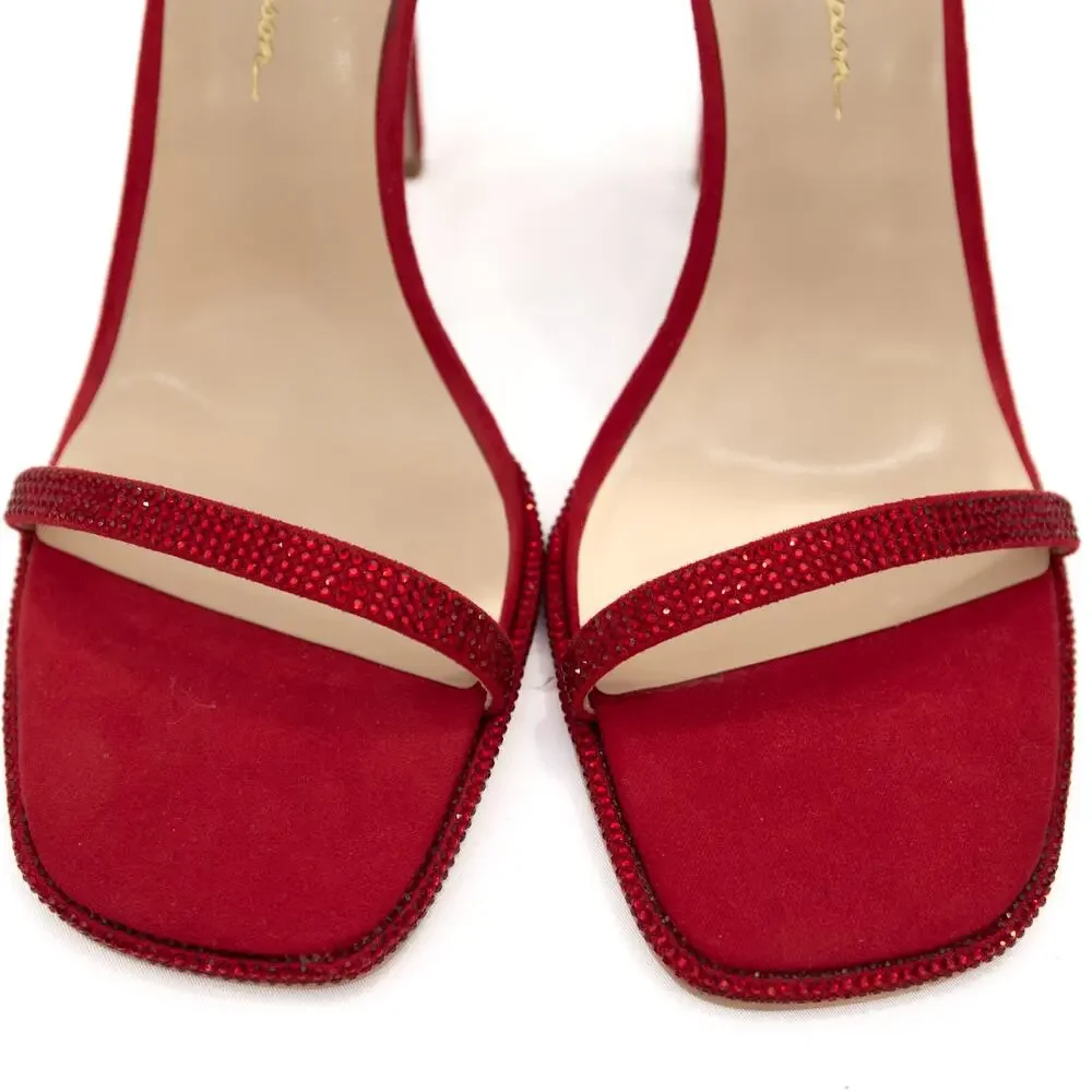 Jessica Simpson Ostey Red Ankle Strap Square Toe Cocktail Hour Heels Size 8.5